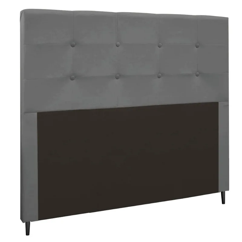 Cabeceira Luna Para Cama Box Casal 140 cm Suede Cinza - D'Rossi
