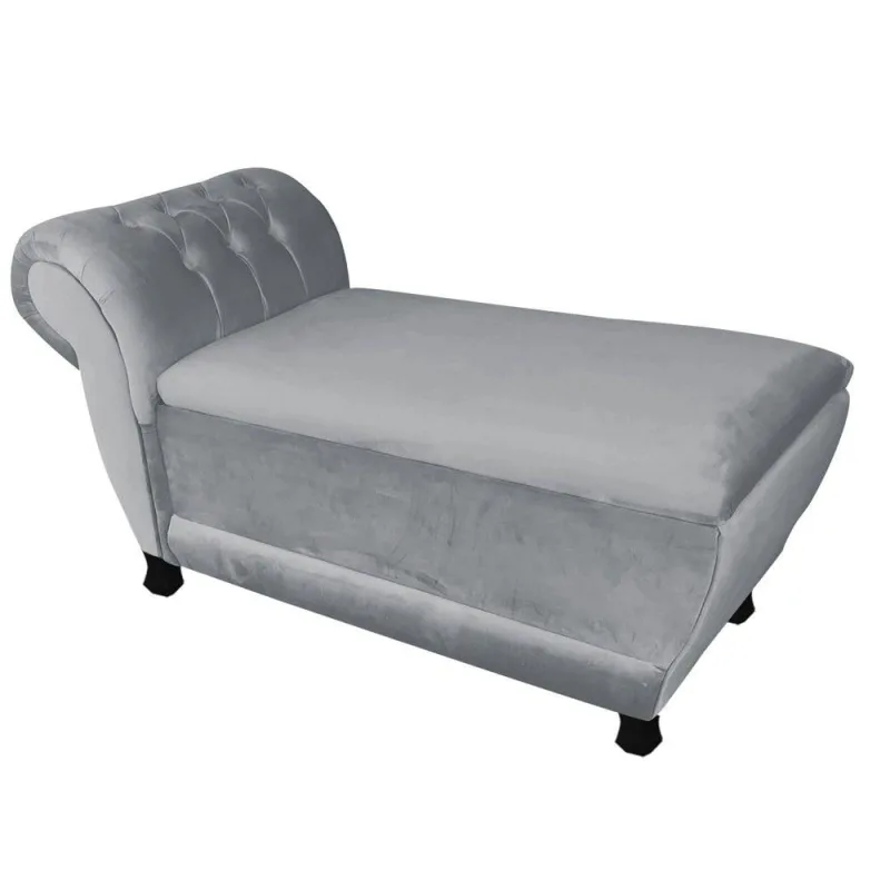 Recamier Goya Veludo Cinza - DRossi