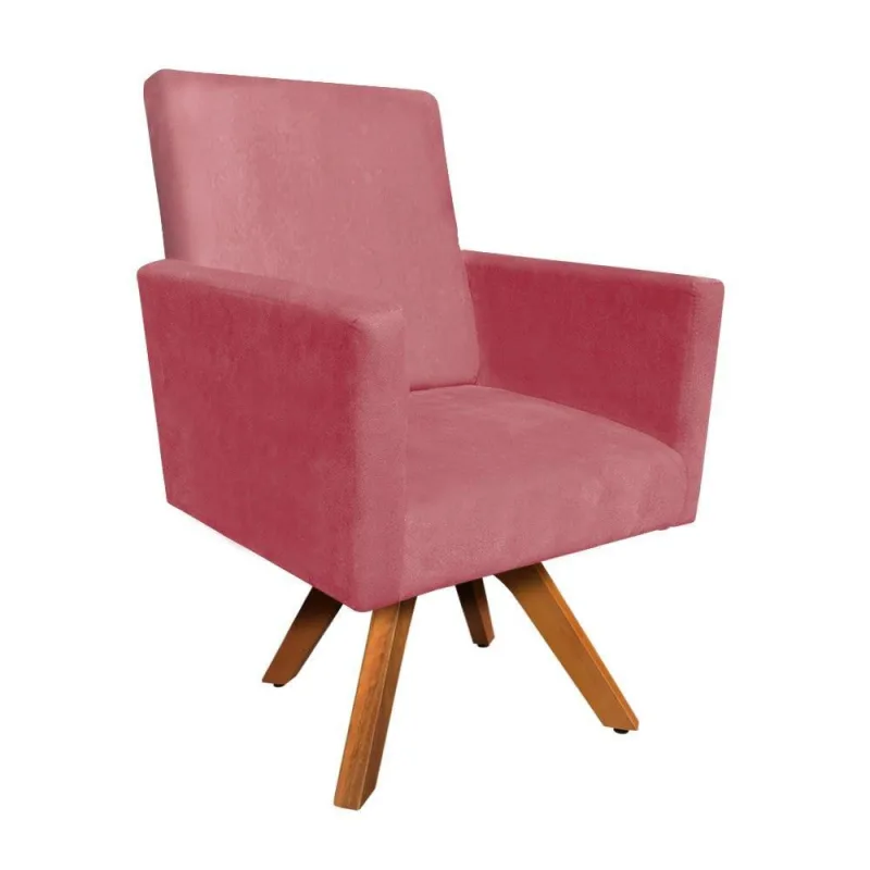 Poltrona Giratória Nina Suede Rose - OUTRAS - Móveis