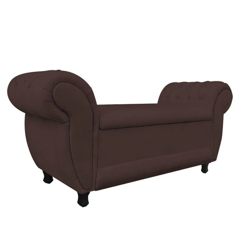 Recamier com Baú Grécia 195cm Suede Marrom - DRossi - Colchões