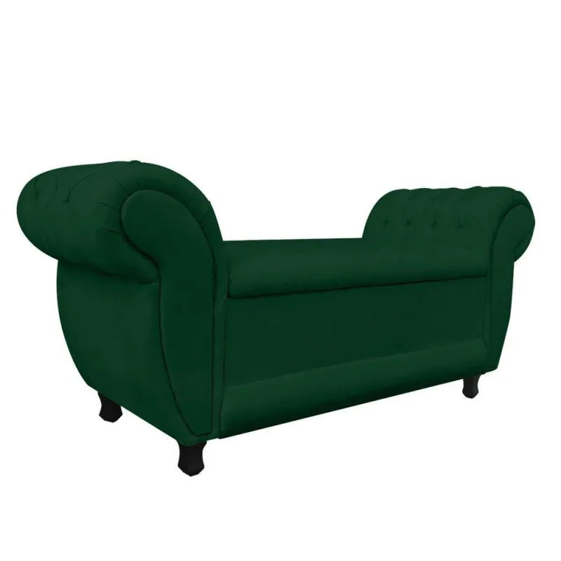 Recamier com Baú Grécia 195cm Suede Verde - DRossi