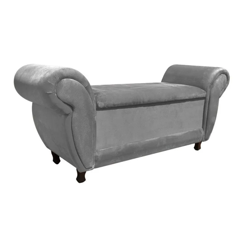 Recamier com Baú Itália Suede Grafite - DRossi