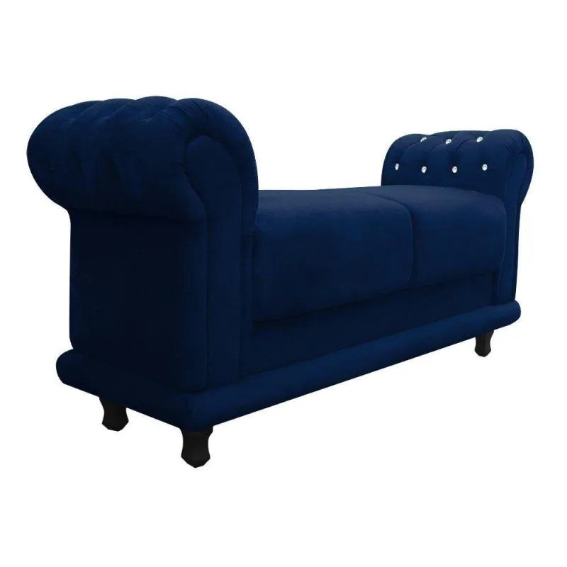 Recamier Barcelona Suede com Strass Azul Marinho - DRossi