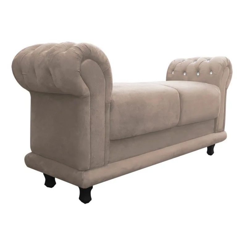 Recamier Barcelona Suede com Strass Bege - DRossi - Colchões