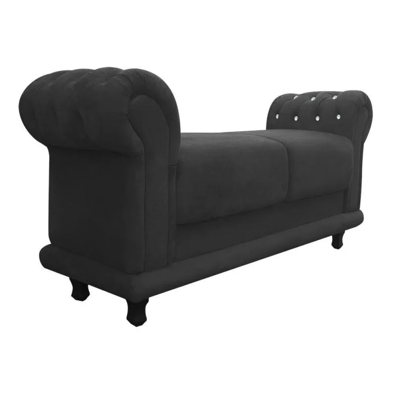 Recamier Barcelona Suede com Strass Grafite - DRossi