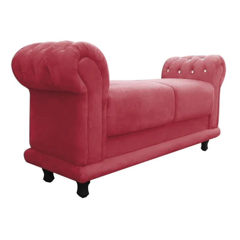 Recamier Barcelona Suede com Strass Rose - DRossi - Colchões