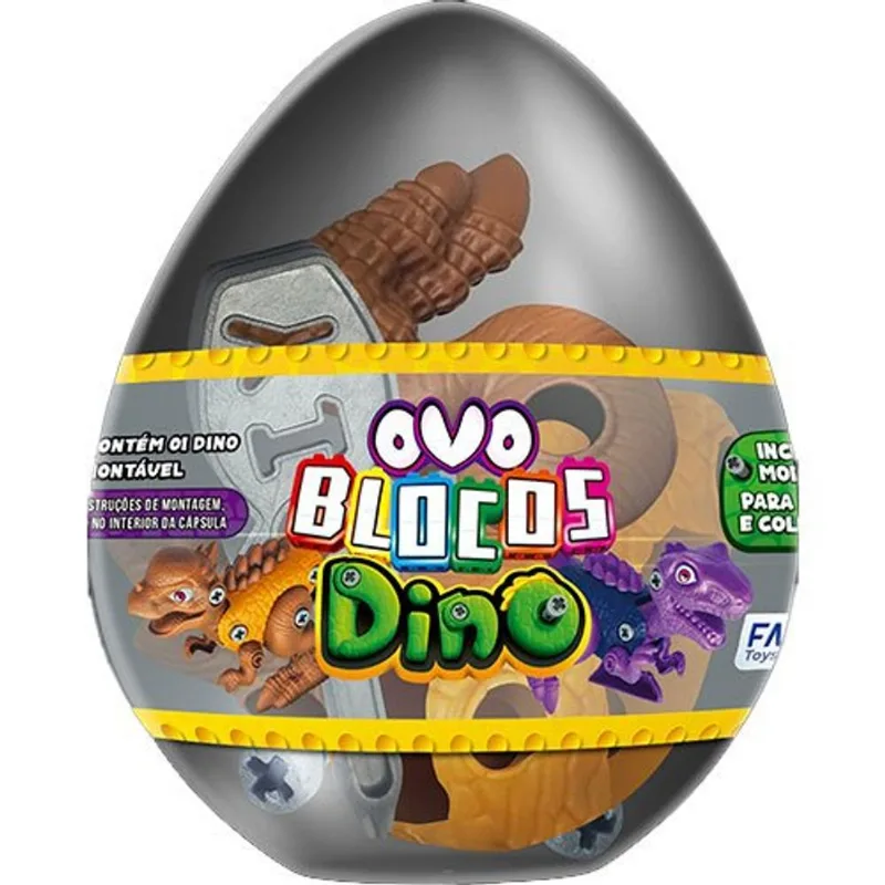 Brinquedo Ovo Surpresa Fampar Blocos Dino Sortido