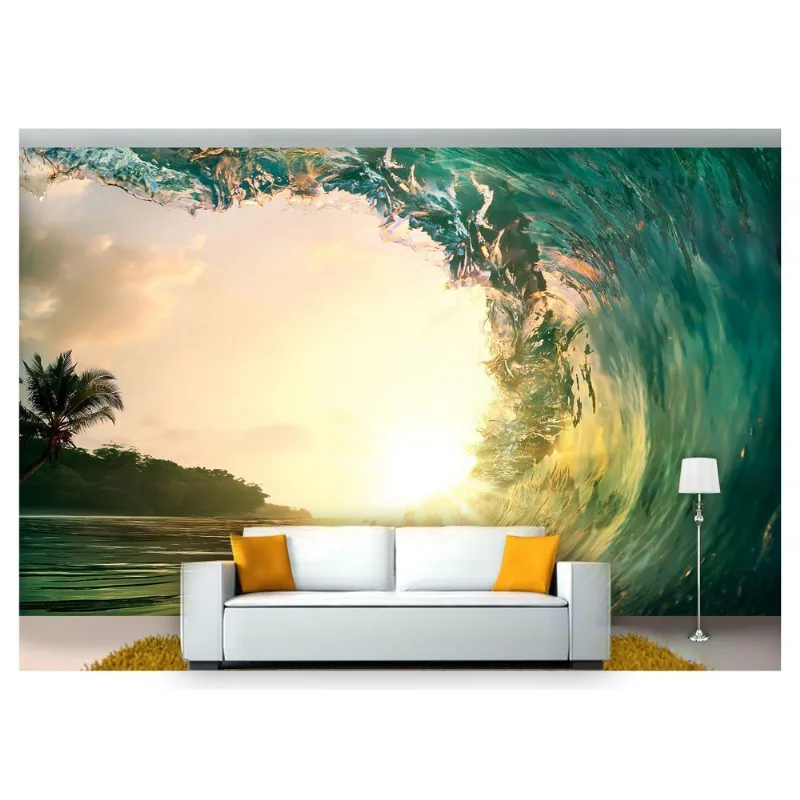 Papel De Parede Praia Mar Onda Sol Tubo 3d Npr205