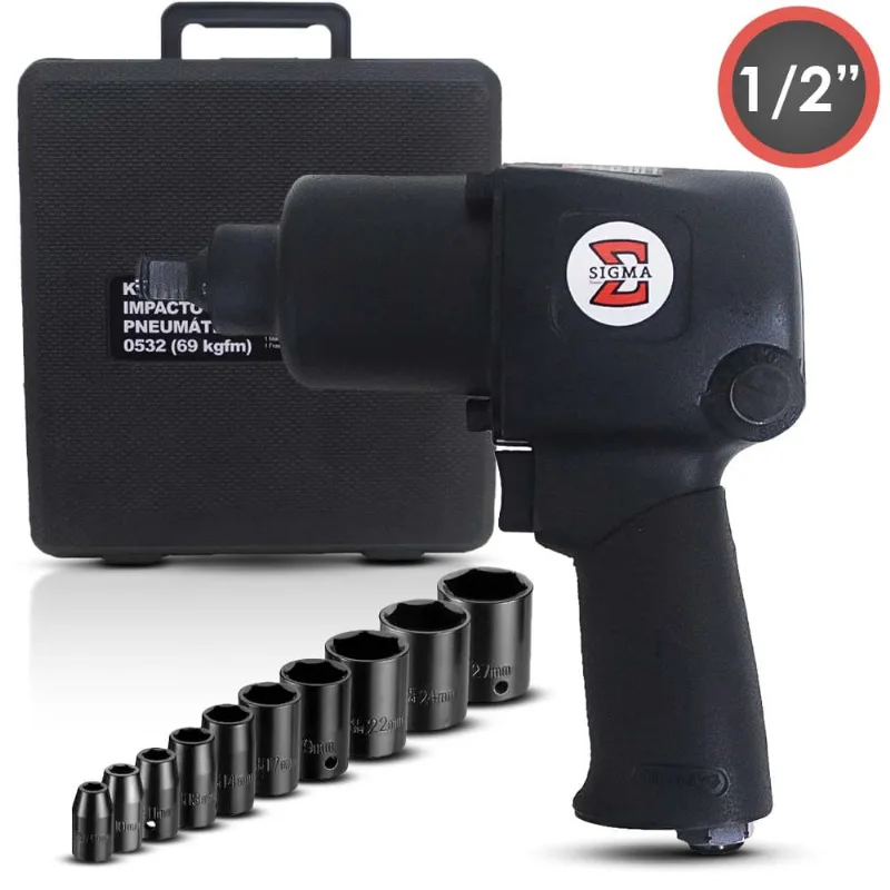 Chave Impacto 1/2 69kg Com Maleta + Soquetes Sigma Tools