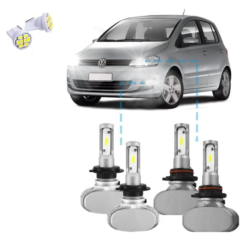 Kit Ultra Led S1 Vw Fox 10/16 12000 Lúmens 6500K Baixa/Milha