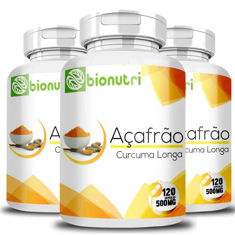 Kit 3x Açafrão Cúrcuma Longa 120 Capsulas 500mg - Não Informado - Mercearia
