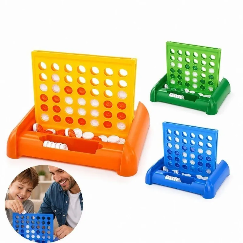 Jogo de Tabuleiro 4 em Linha Mini Dobrável Educativo para 2 Jogadores Cor Disponível 10CM