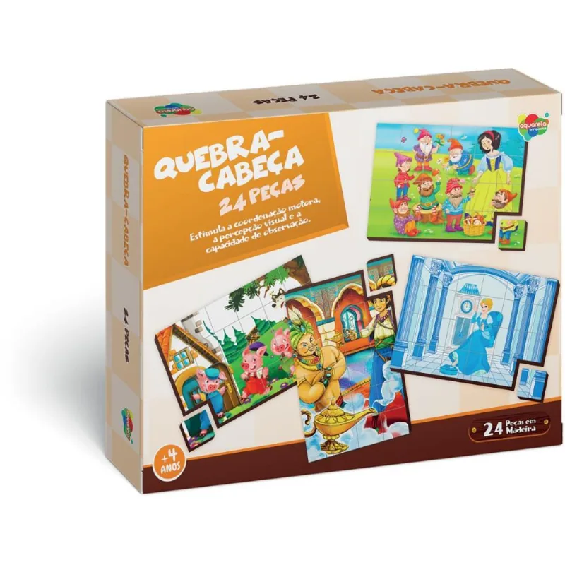 QUEBRA-CABECA MADEIRA 3 PORQUINHOS 24 PCS