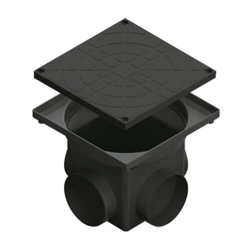 Caixa De Passagem E Inspeção De Esgoto P Preta 4,5l (24 X 24 X 20 Cm)