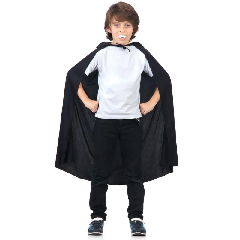 Fantasia Drácula Kit Infantil Capa Com Dentadura Halloween