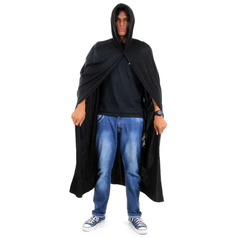 Capa Longa Preta Adulto com Capuz - Halloween - Temas - Artigos Para Festa