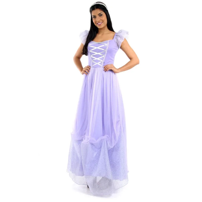 Fantasia Princesa Lilás Vestido Adulto com Tiara