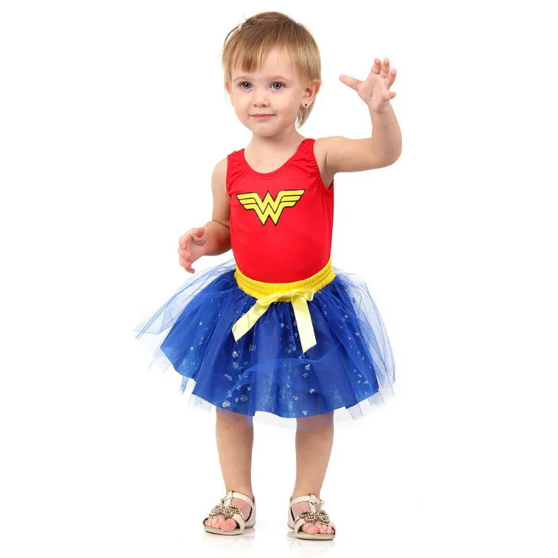 Fantasia Mulher Maravilha Bebê - Dress Up - Liga da Justiça Fantasia Infantil - DC Comics - Liga da Justiça - Mulher Maravilha - Diana - Sulamericana - P