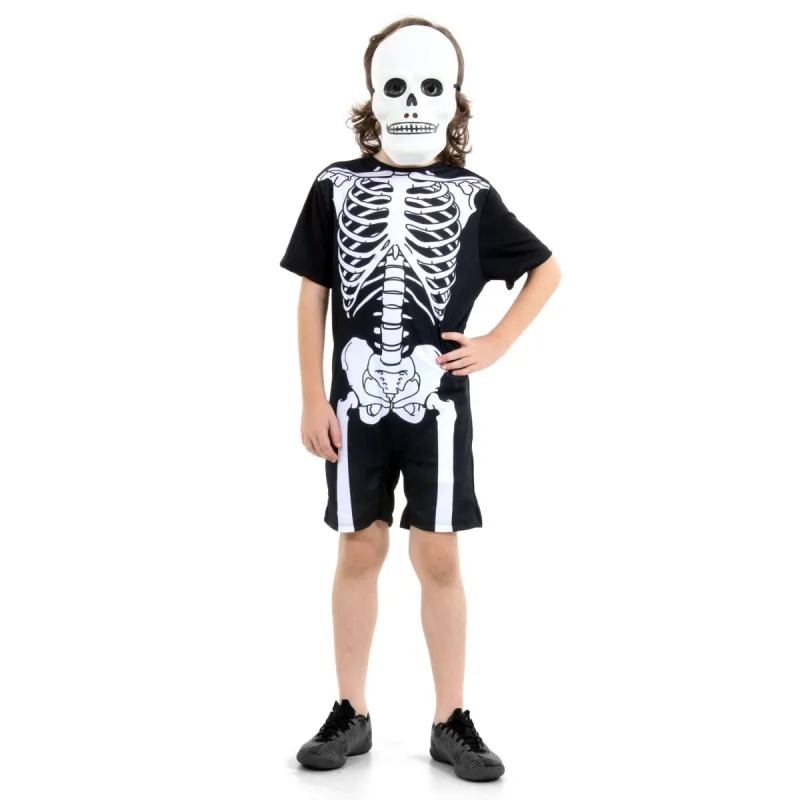 Fantasia Esqueleto Curto Infantil - Halloween - Temas - Artigos Para Festa