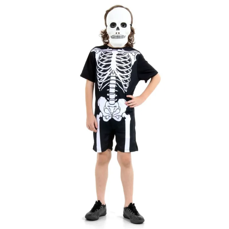 Fantasia Esqueleto Curto Infantil - Halloween M - Temas