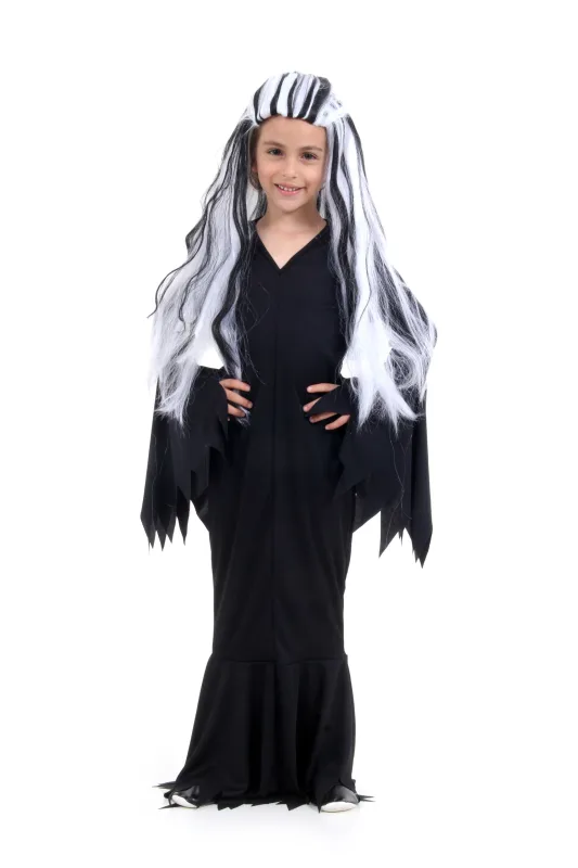 Fantasia Morticia Infantil - Família Addams - Halloween - Filmes