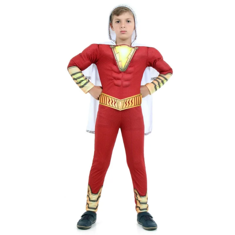Fantasia Infantil Shazam Macacão Original C/Capuz Premium dc