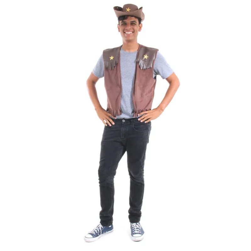 Conjunto Cowboy com Chapéu Adulto - Festa Junina GG - Temas - Artigos Para Festa