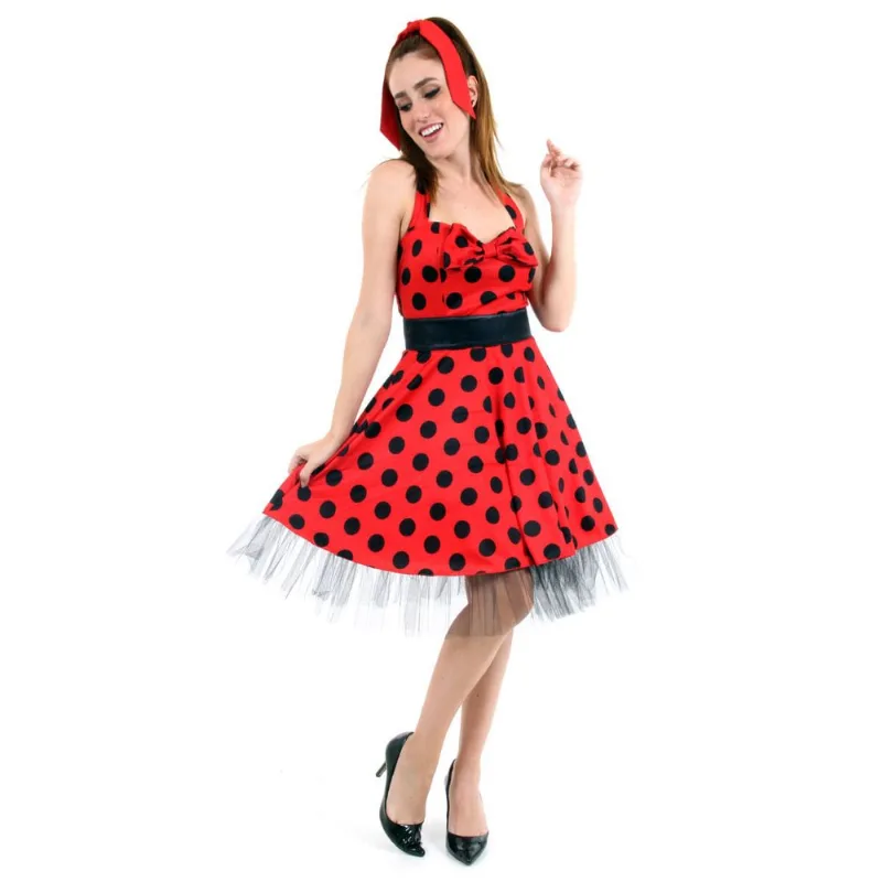 Fantasia Anos 60 Vestido Vermelho Adulto - Carnaval P - Temas - Artigos Para Festa