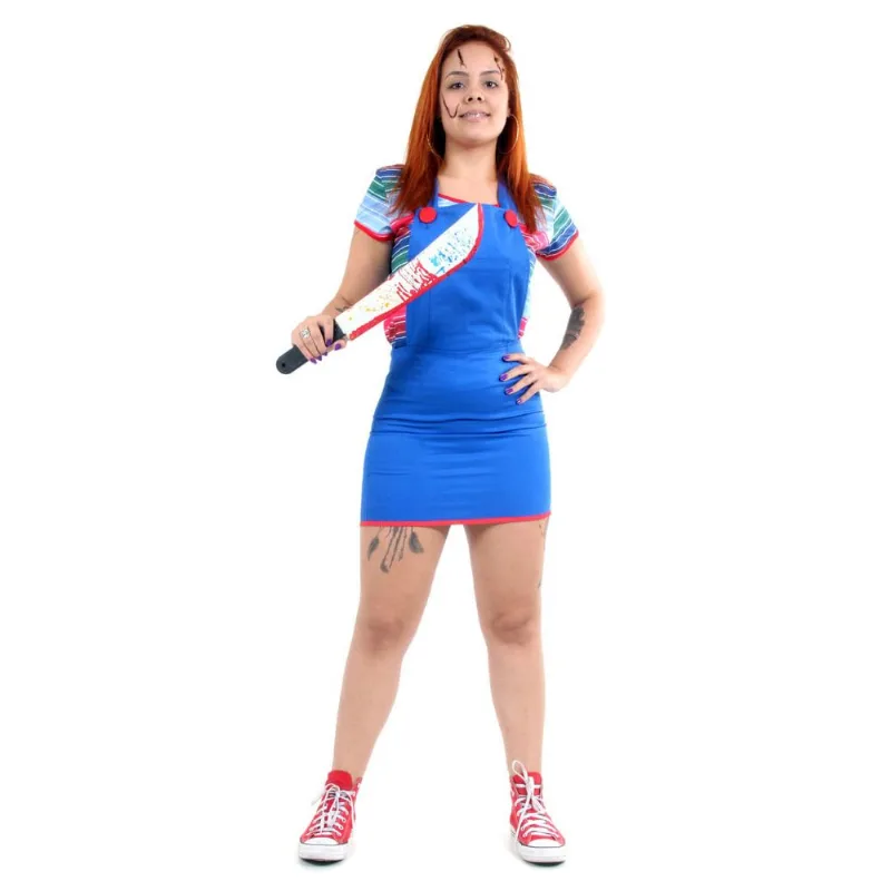 Fantasia Chucky Boneco Assassino Feminino Adulto - Halloween P - Temas - Artigos Para Festa