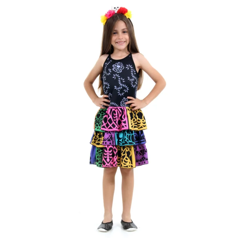 Fantasia Caveira Mexicana Standard Infantil - Halloween - Temas - Artigos Para Festa