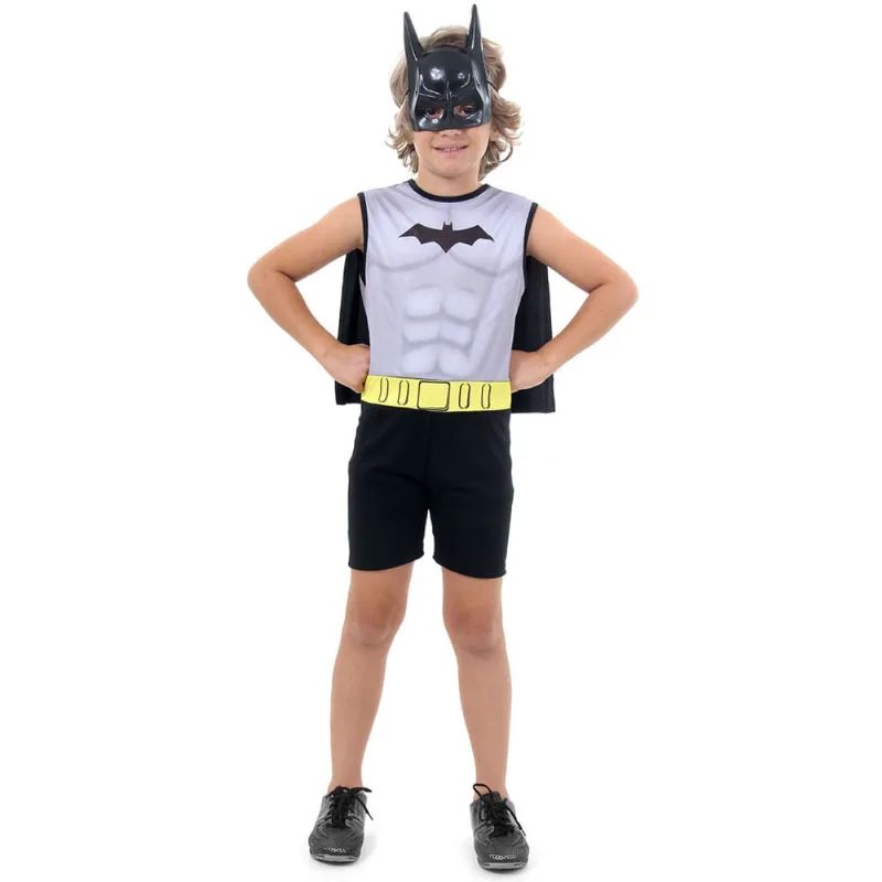 Fantasia Infantil - DC Comics - Batman - Macacão com Capa e Máscara - Sulamericana - M Fantasia Infantil - DC Comics - Batman - Macacão com Capa e Máscara - Sulamericana - P