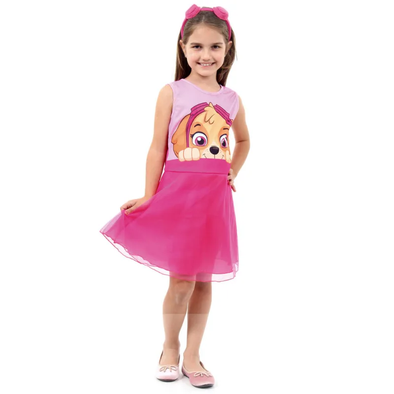 Fantasia Infantil - Patrulha Canina - Sky - Vestido e Tiara - Sulamericana - P Fantasia Infantil - Patrulha Canina - Sky - Vestido e Tiara - Sulamericana - M