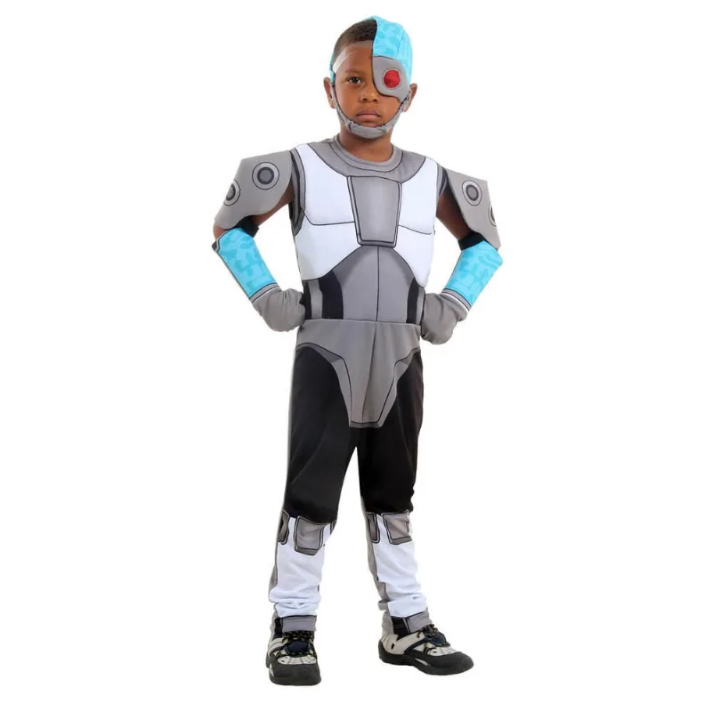 Fantasia Cyborg Infantil com Luvas e Máscara - Teen Titans