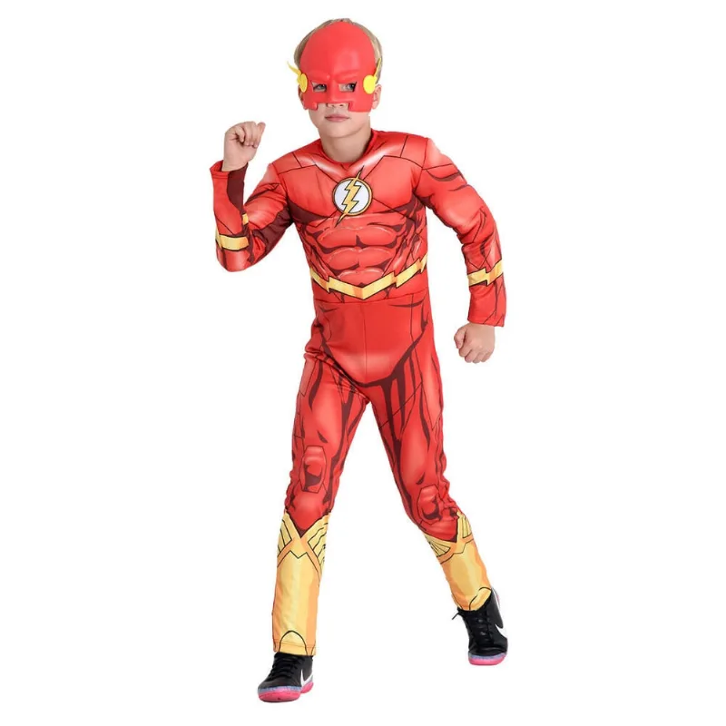Fantasia Infantil Flash Macacão C/Peitoral Máscara Original