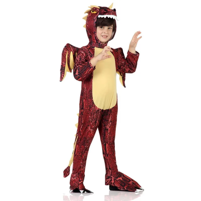 Fantasia Dragão Kigurumi Infantil com Asa e Capuz
