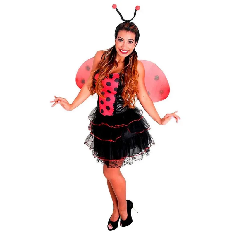 Fantasia de Joaninha Adulta Com Tiara e Asa