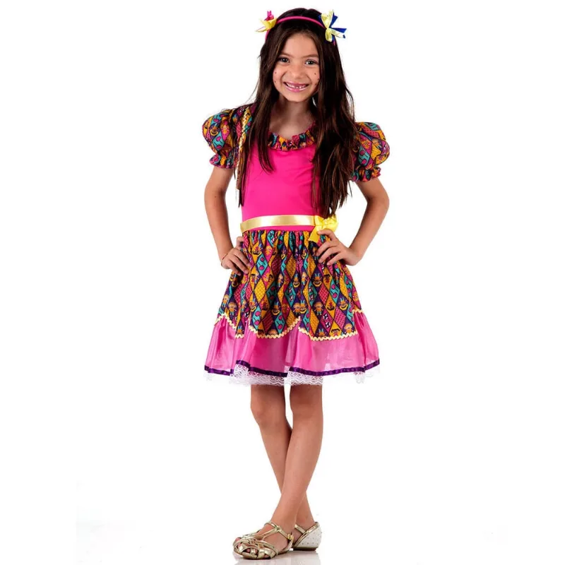 Fantasia Caipira c/ Bolero - Rosa - Festa Junina