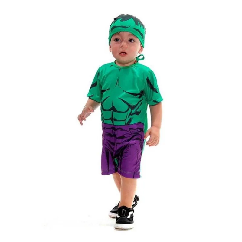 Fantasia Hulk Infantil Bebê Curta Com Gorro