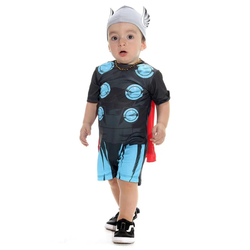 Fantasia Infantil Thor Bebê Macacão com Capa e Touca Marvel