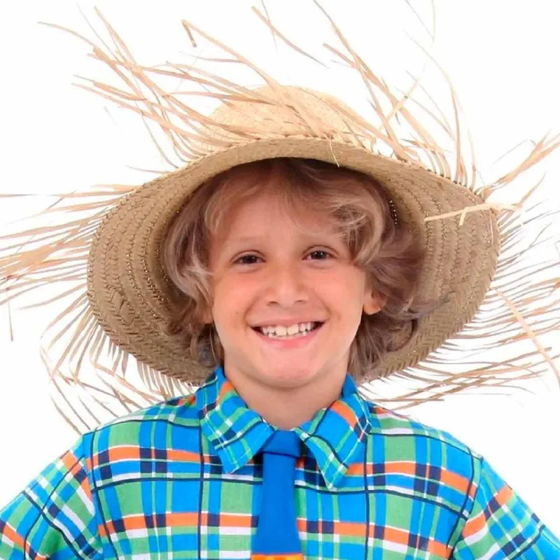 Chapéu de Palha Trançada de Festa Junina Masculino Infantil - Fantasias Carol - Brinquedos