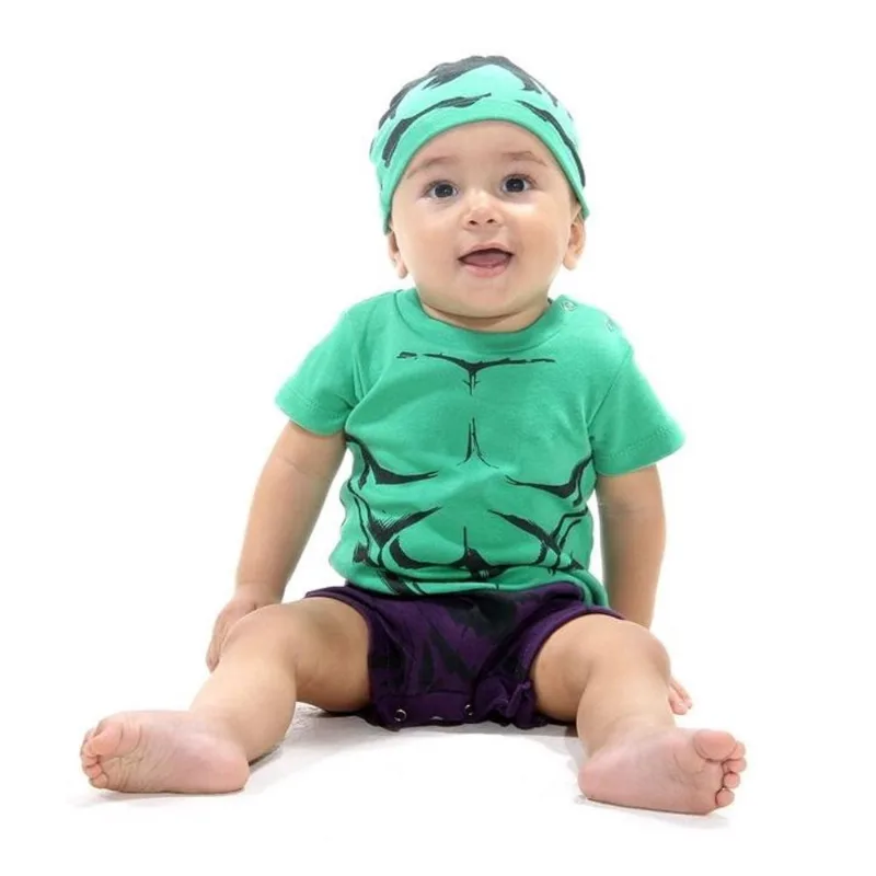 Fantasia Hulk Bebê Com Gorro Body Macaquinho Menino