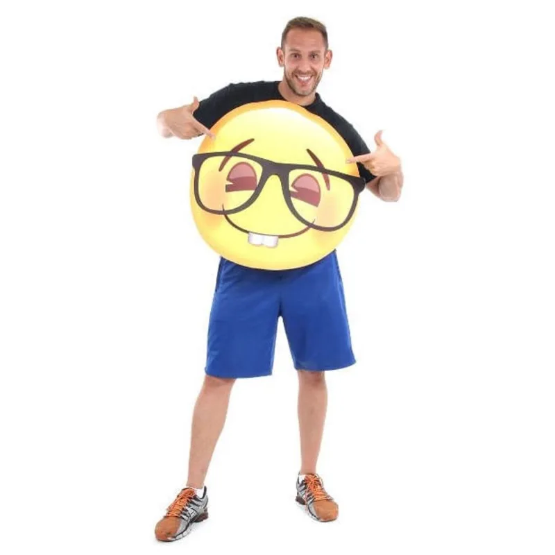 Fantasia Emoji Nerd Divertida Adulto Unissex Abrakadabra