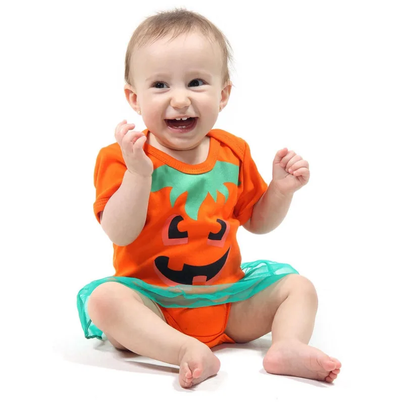Body Com Saia Bebê Abóbora Halloween Abrakadabra Fantasias