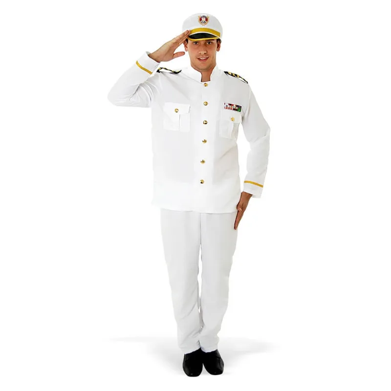 Fantasia Adulto Comandante Naval Blusa Caça Quepe - Carnaval