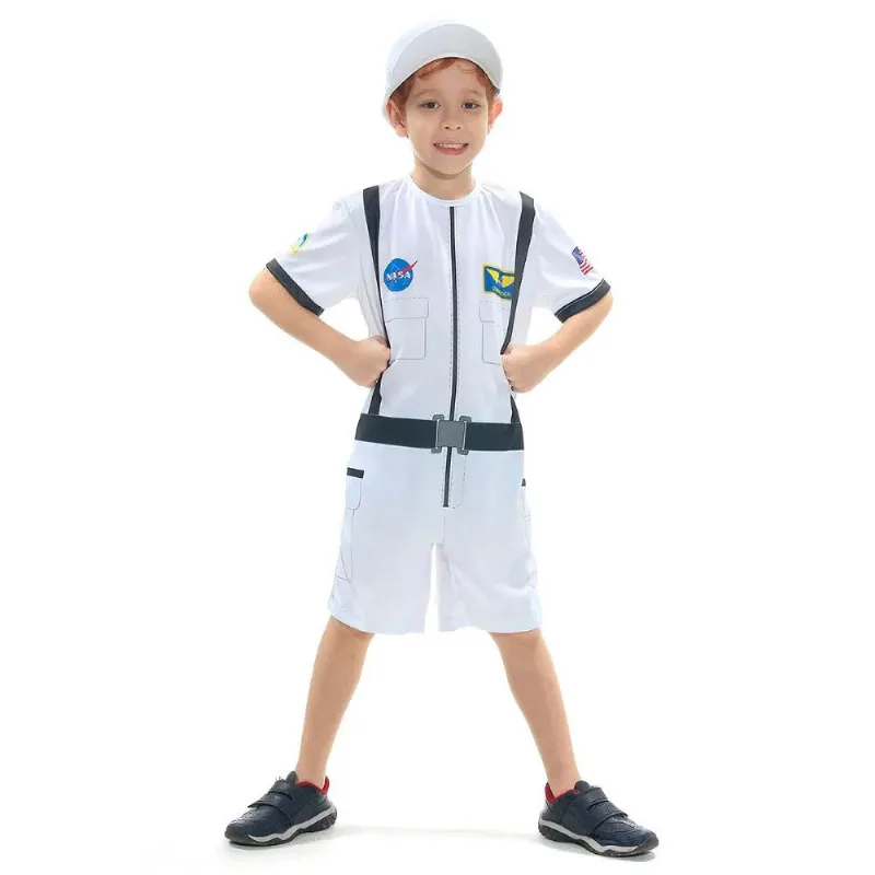 Fantasia de Astronauta Infantil Macacão Curto com Boné