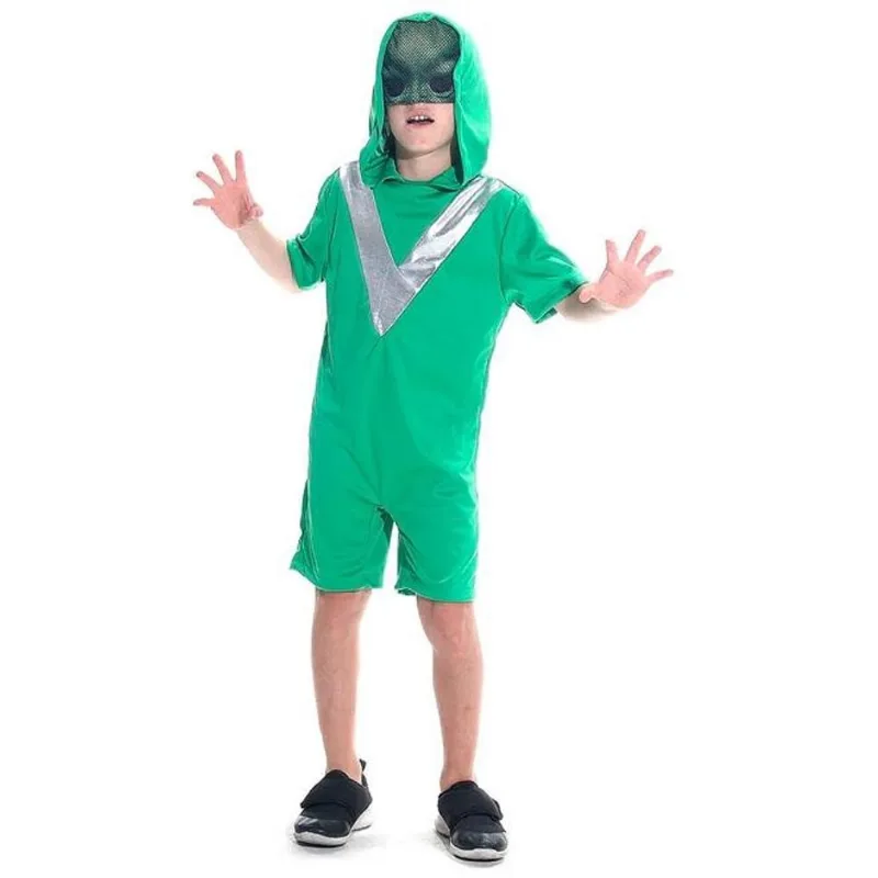 Fantasia de et Infantil Verde Curta com Capuz Halloween
