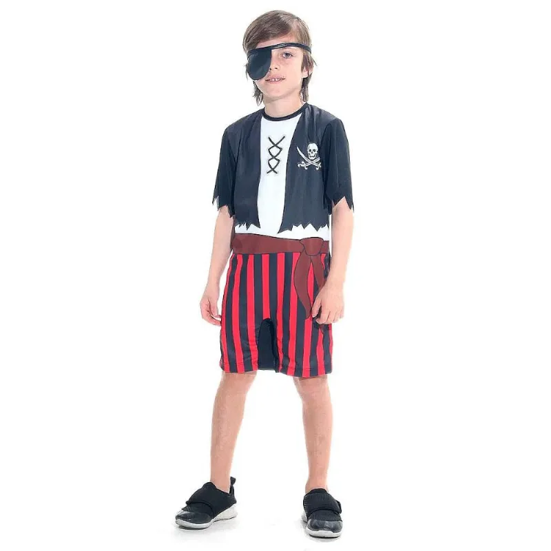 Fantasia de Pirata Infantil de Halloween com Tapa Olho