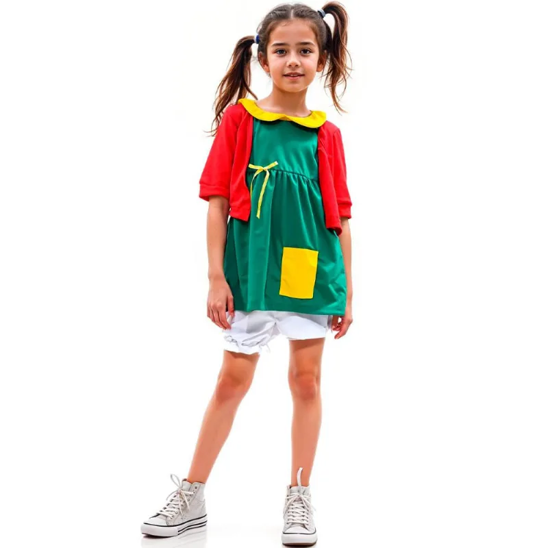 Fantasia Chiquinha Infantil Chaves de Luxo Completa ´P / VERDE