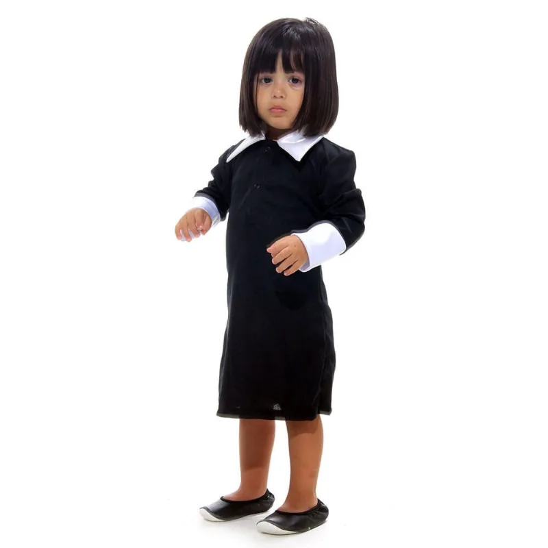 Fantasia Vandinha Família Addams Vestido Bebê Halloween