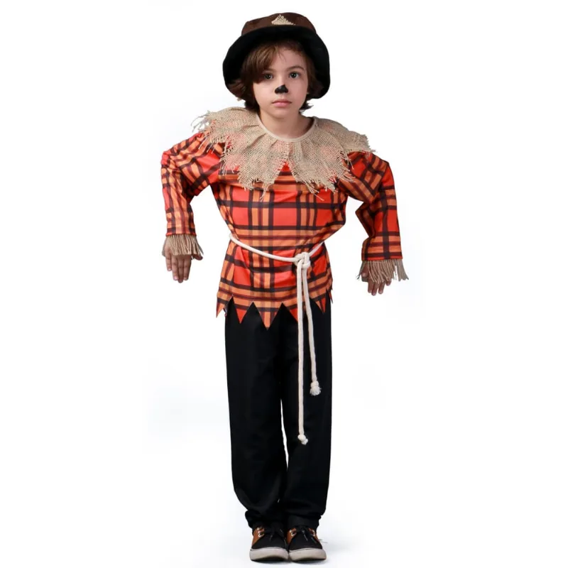 Fantasia Halloween Espantalho Infantil Menino Com Chapéu